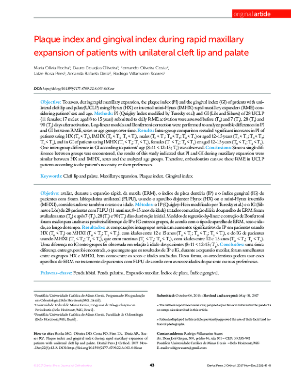 (PDF) Plaque index and gingival index during rapid maxillary expansion ...
