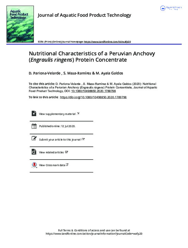 (PDF) Nutritional Characteristics of a Peruvian Anchovy (Engraulis ...