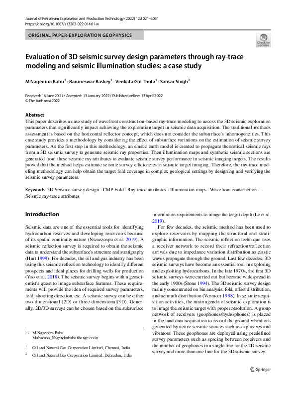 (PDF) Evaluation of 3D seismic survey design parameters through ray ...
