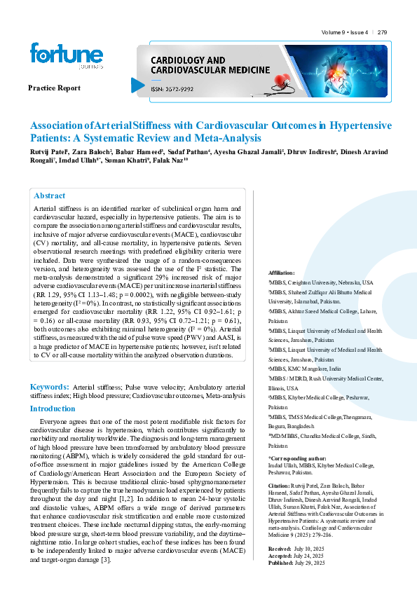 (PDF) Association of Arterial Stiffness with Cardiovascular Outcomes in ...