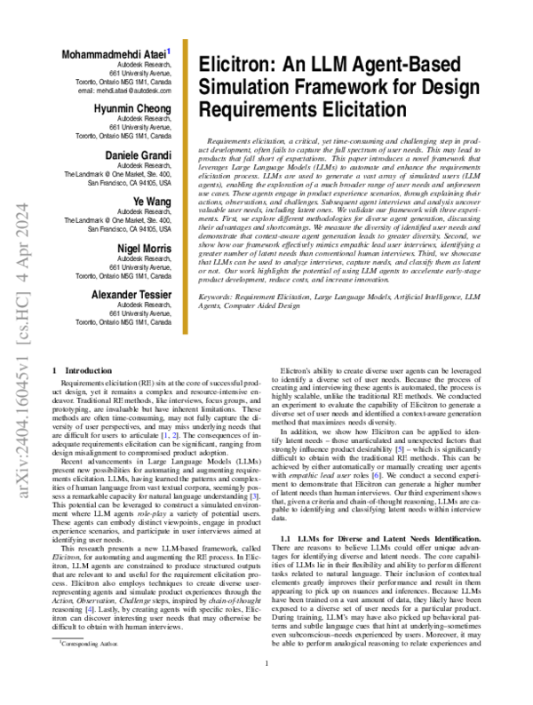 (PDF) Elicitron: An LLM Agent-Based Simulation Framework for Design ...