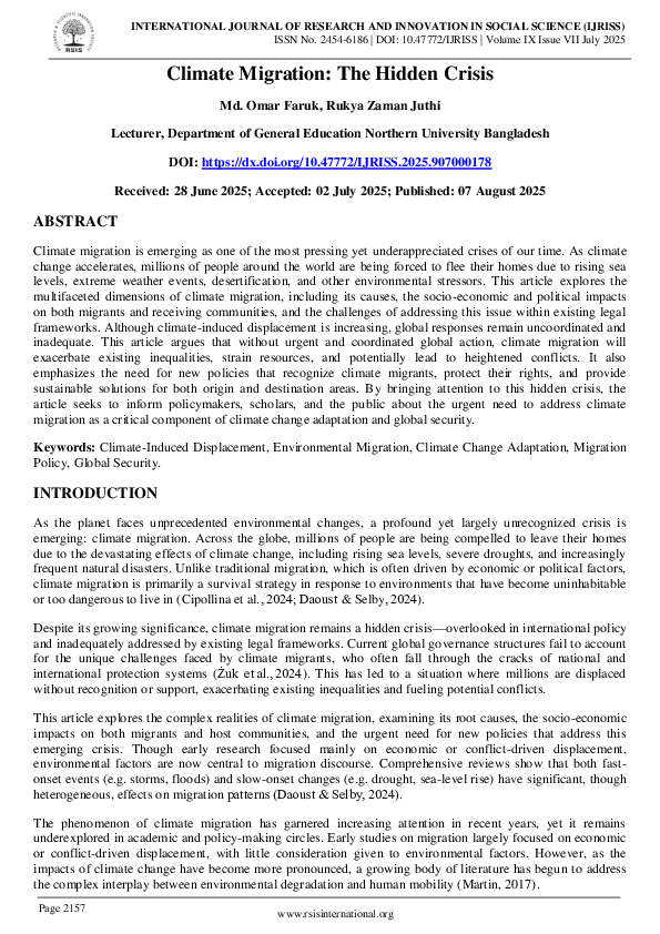 (PDF) Climate Migration: The Hidden Crisis