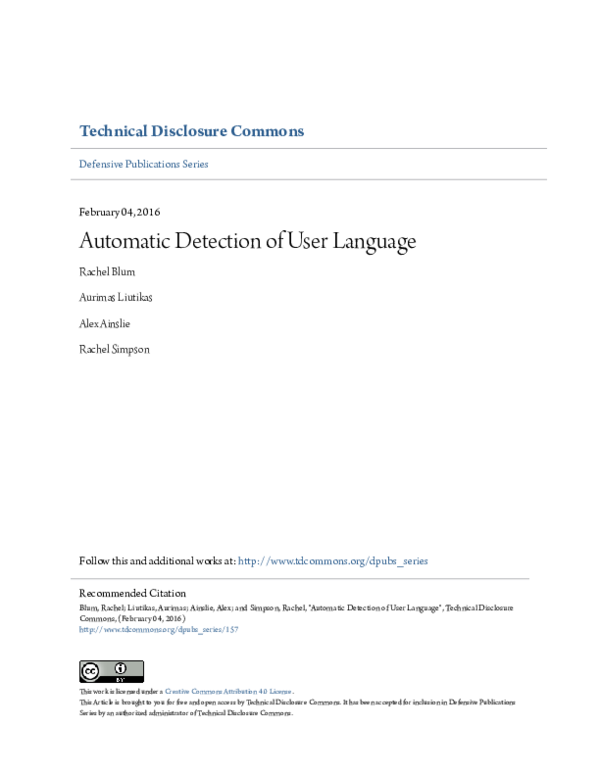 (PDF) Automatic Detection of User Language