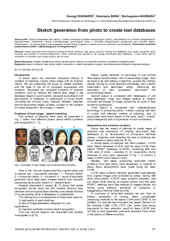 (PDF) Sketch generation from photo to create test databases