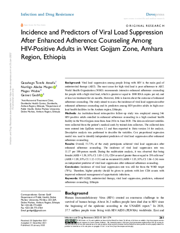 (PDF) Incidence and Predictors of Viral Load Suppression After Enhanced ...