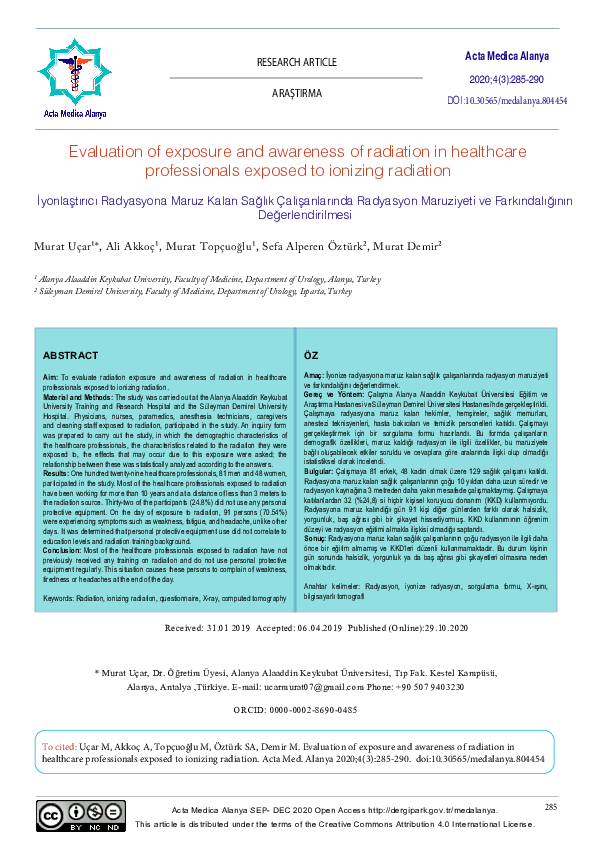 (PDF) Evaluation of Exposure and Awareness of Radiation in Healthcare ...