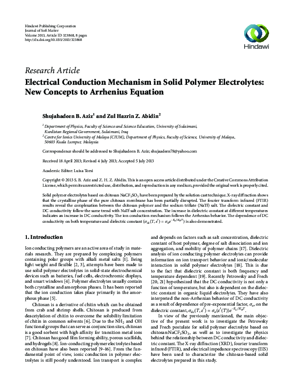 (PDF) Electrical Conduction Mechanism in Solid Polymer Electrolytes ...
