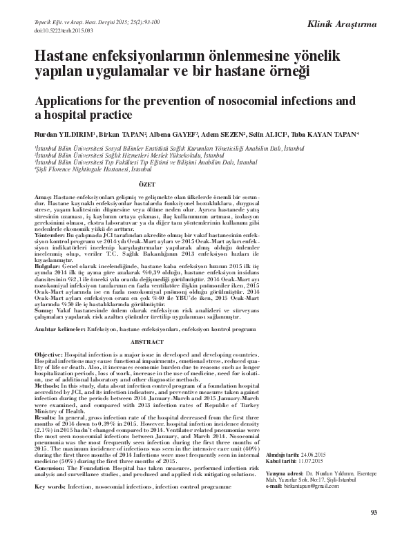 (PDF) Applications for the Prevention of Nosocomial Infections and a ...