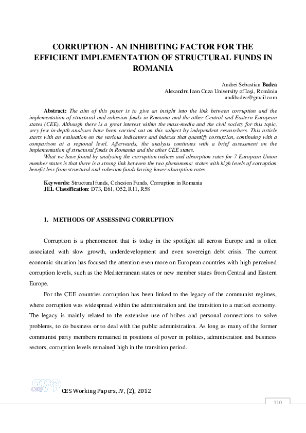 (PDF) Corruption - an Inhibiting Factor for the Efficient ...