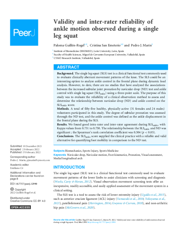 (PDF) Validity and inter-rater reliability of ankle motion observed ...