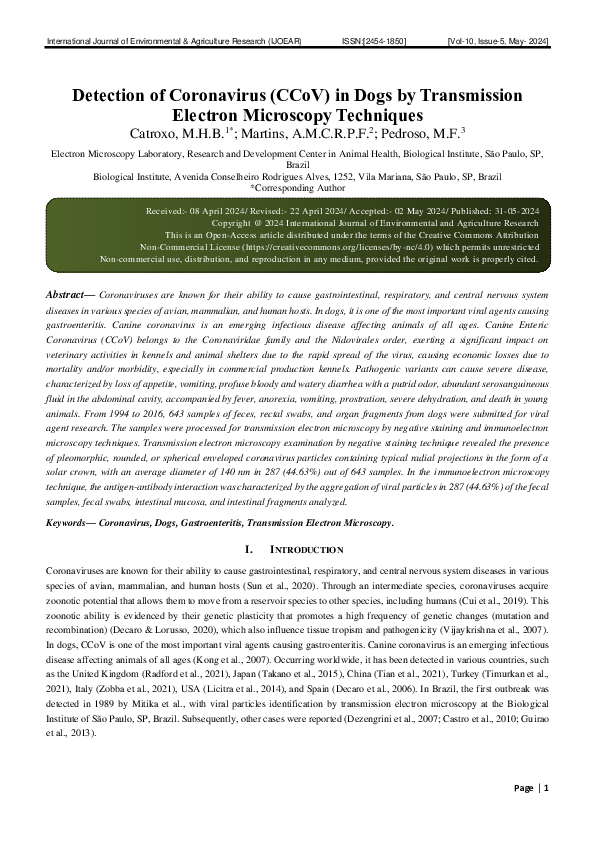 (PDF) Detection of Coronavirus (CCoV) in Dogs by Transmission Electron ...