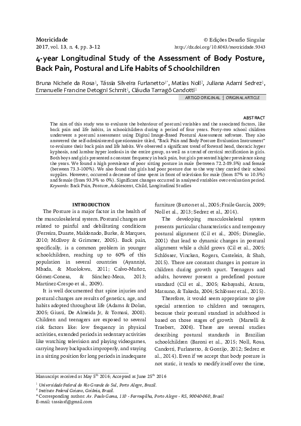(PDF) 4-year Longitudinal Study of the Assessment of Body Posture, Back ...