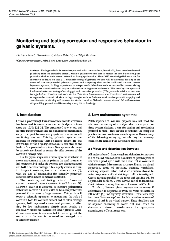 (PDF) Monitoring and testing corrosion and responsive behaviour in ...