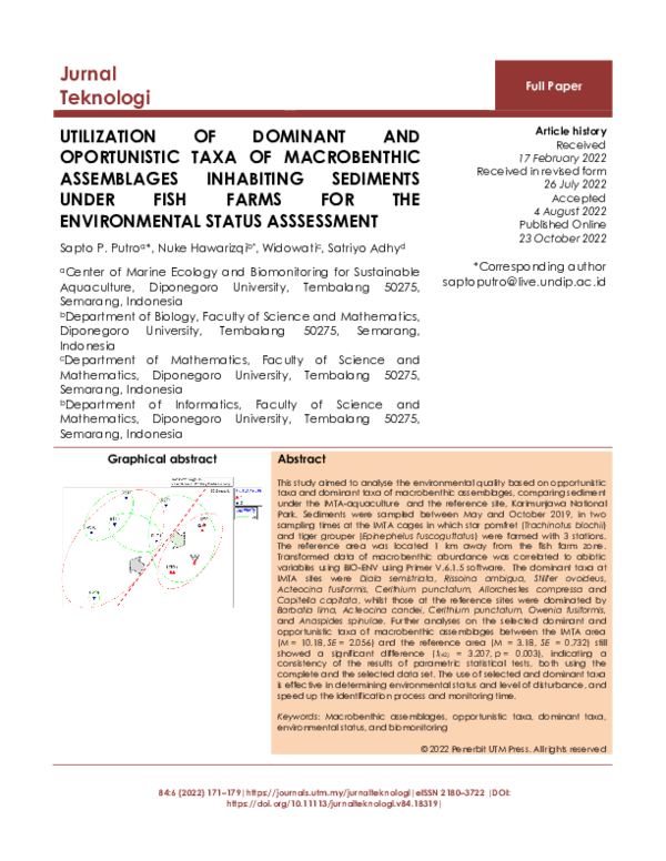 (PDF) Utilization of Dominant and Oportunistic Taxa of Macrobenthic ...