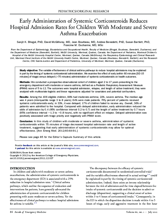 (PDF) Early Administration of Systemic Corticosteroids Reduces Hospital ...