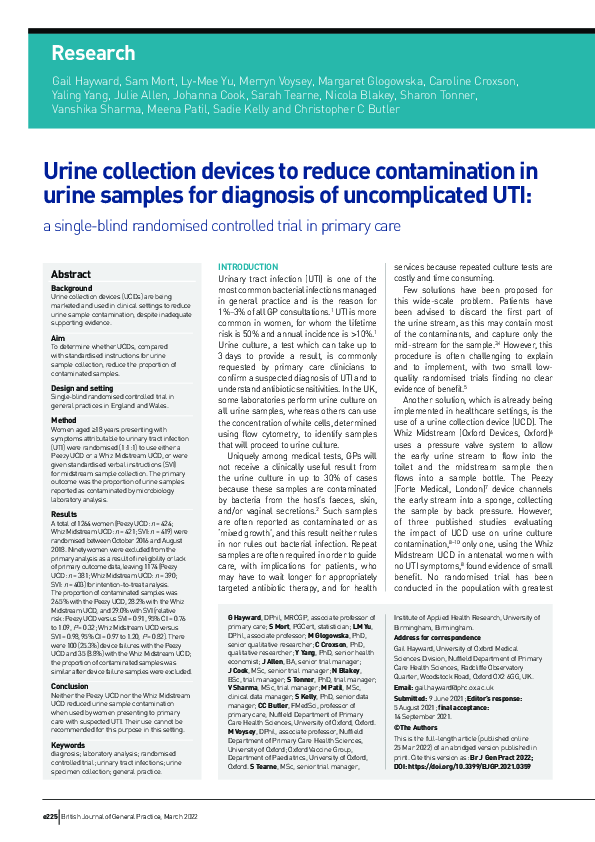 (PDF) Urine collection devices to reduce contamination in urine samples ...