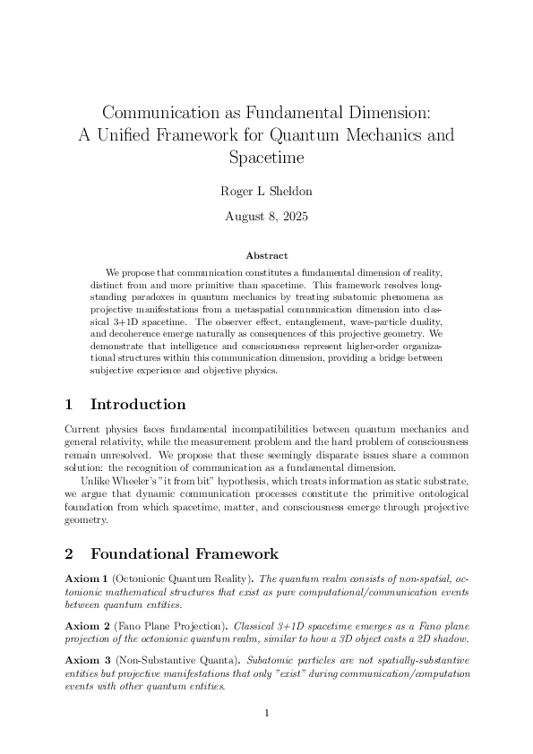(PDF) Communication as Fundamental Dimension: A Unified Framework for ...