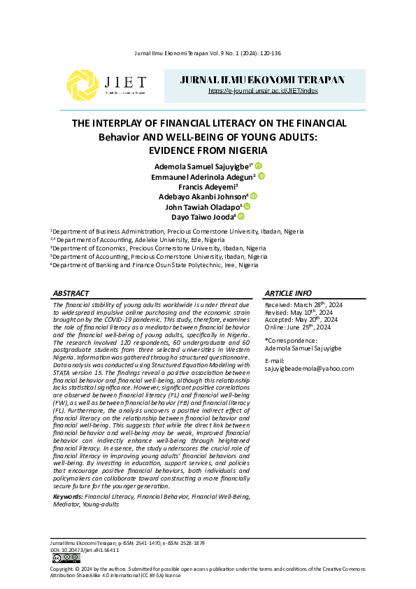 (PDF) The Interplay of Financial Literacy on the Financial Behavior and ...