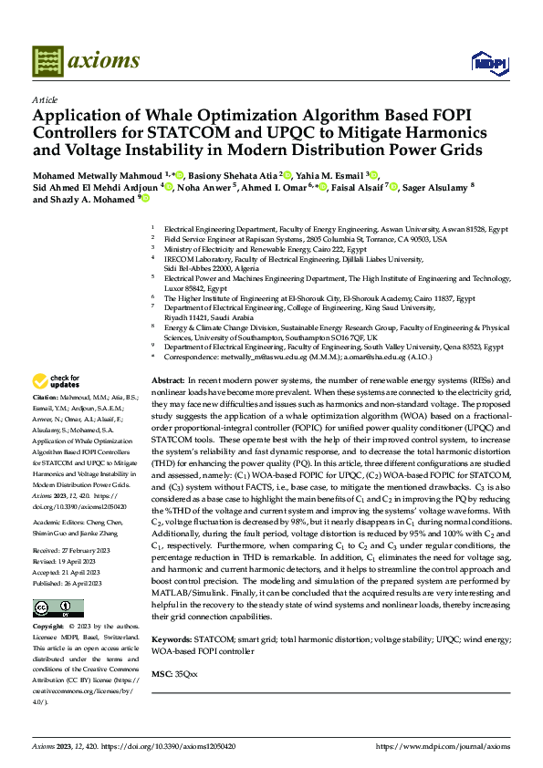 (PDF) Application of Whale Optimization Algorithm Based FOPI ...