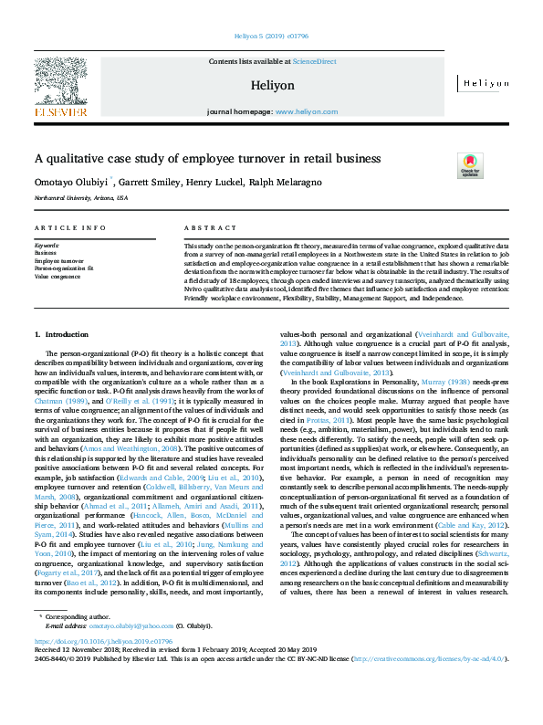 (PDF) A qualitative case study of employee turnover in retail business