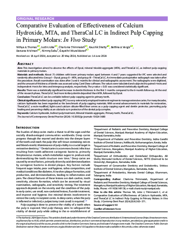 (PDF) Comparative Evaluation of Effectiveness of Calcium Hydroxide, MTA ...