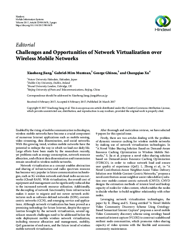 (PDF) Challenges and Opportunities of Network Virtualization over ...