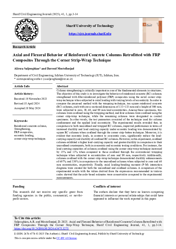 (PDF) Axial and Flexural Behavior of Reinforced Concrete Columns ...