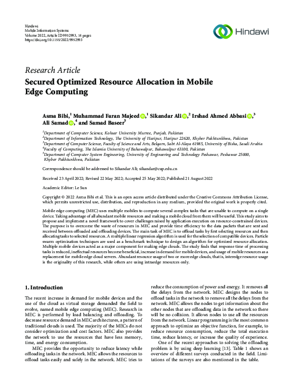 (PDF) Secured Optimized Resource Allocation in Mobile Edge Computing