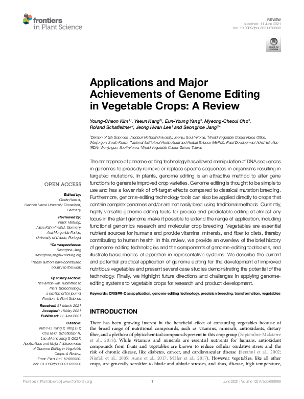 (PDF) Applications and Major Achievements of Genome Editing in ...