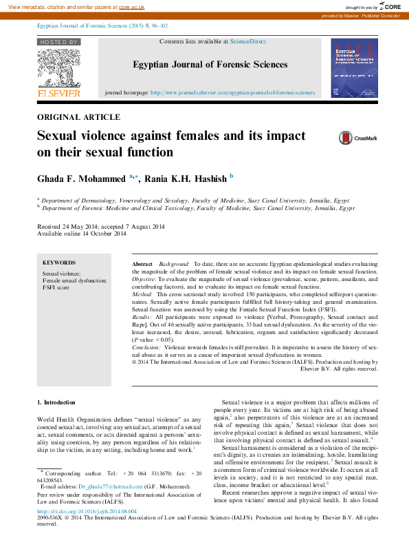 (PDF) Sexual violence against females and its impact on their sexual ...
