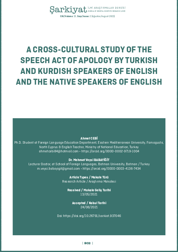 (PDF) A Cross-cultural study of the speech act of apology by Turkish ...