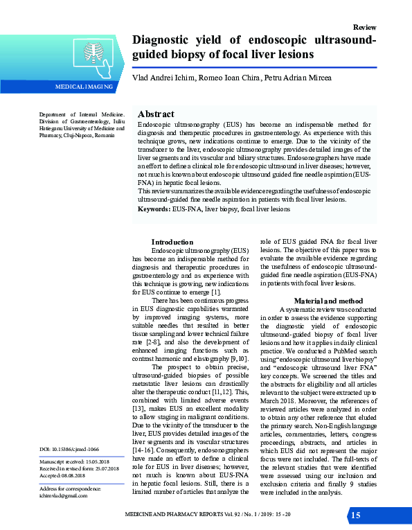 (PDF) Diagnostic yield of endoscopic ultrasound-guided biopsy of focal ...