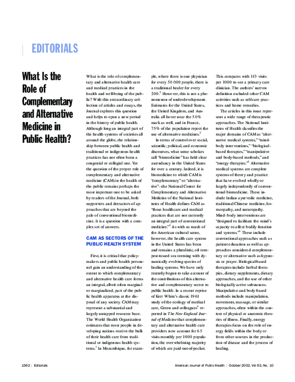 (PDF) What Is the Role of Complementary and Alternative Medicine in ...