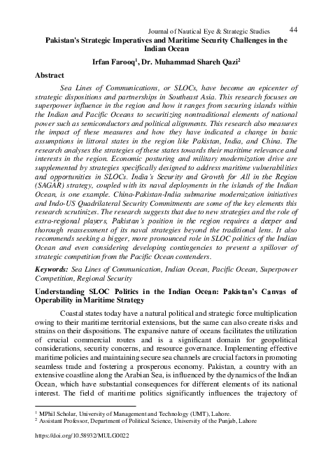 (PDF) Pakistan's Strategic Imperatives and Maritime Security Challenges ...
