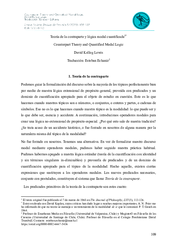 (PDF) Teoría de la contraparte y lógica modal cuantificada