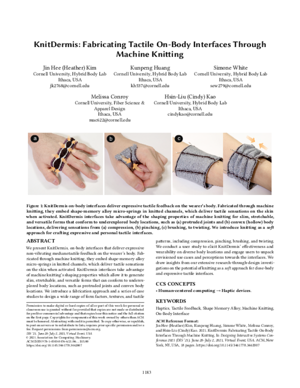 (PDF) KnitDermis: Fabricating Tactile On-Body Interfaces Through ...