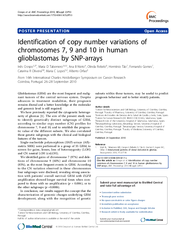 (PDF) Identification of copy number variations of chromosomes 7, 9 and ...