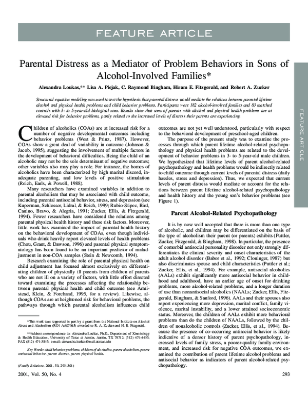 (PDF) Parental Distress as a Mediator of Problem Behaviors in Sons of ...