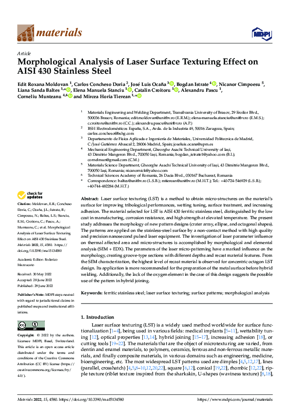 (PDF) Morphological Analysis of Laser Surface Texturing Effect on AISI ...