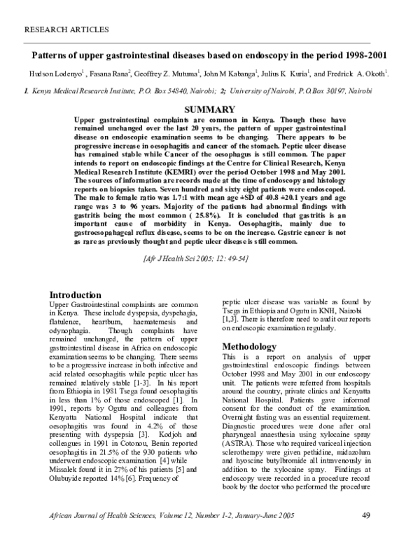 (PDF) Patterns of upper gastrointestinal diseases based on endoscopy in ...