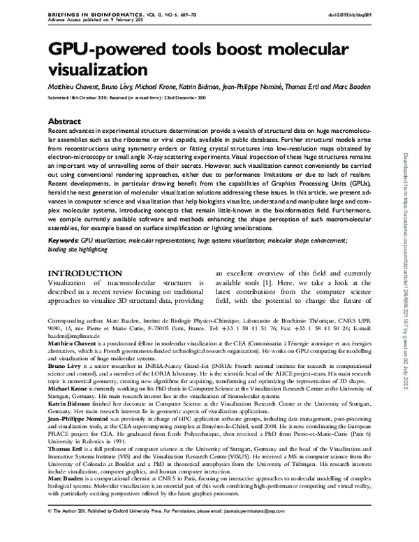 (PDF) GPU-powered tools boost molecular visualization