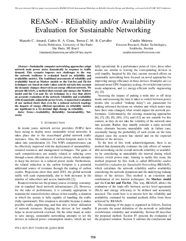 (PDF) REASoN - Reliability and/or availability evaluation for ...