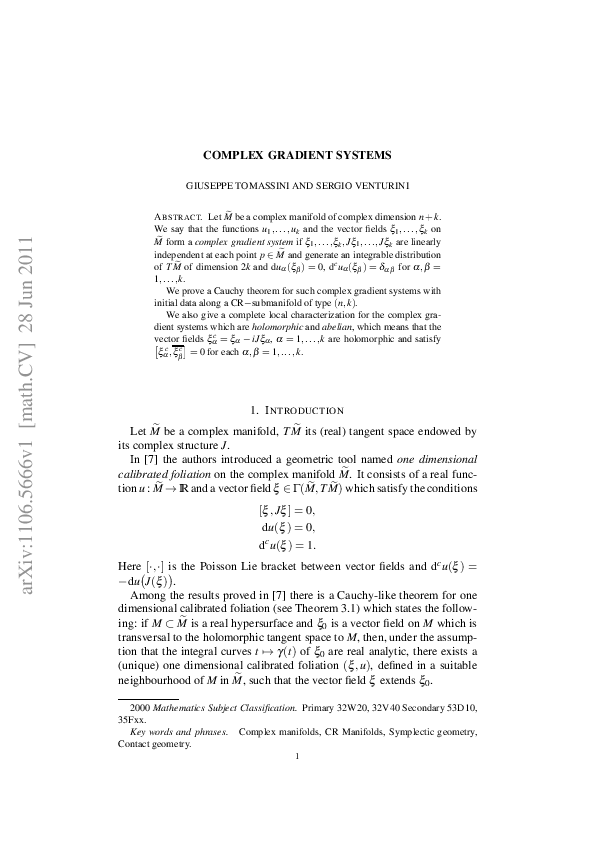 (PDF) Complex Gradient Systems