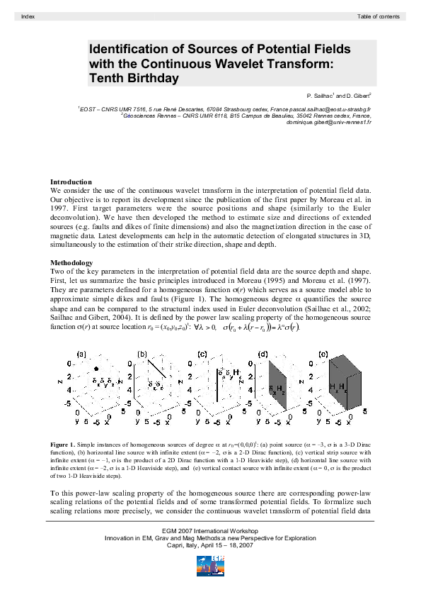 (PDF) Identification of sources of potential fields with the continuous ...