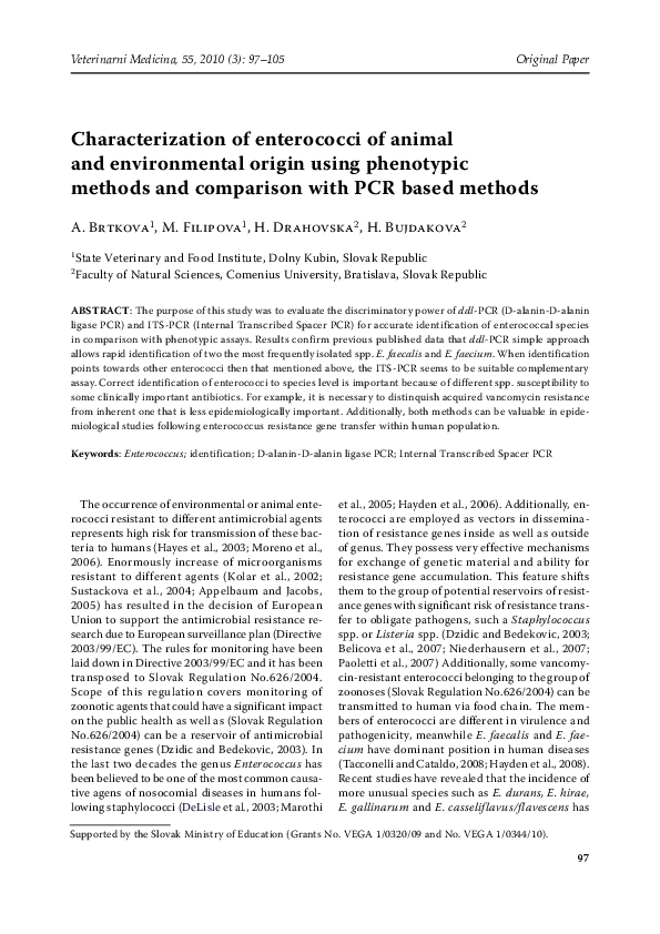 (PDF) Characterization of enterococci of animal and environmental ...