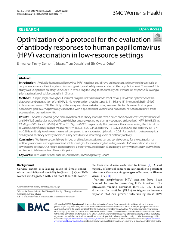 (PDF) Optimization of a protocol for the evaluation of antibody ...