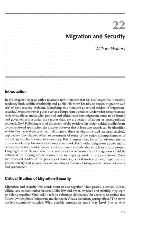 (PDF) Migration and Security