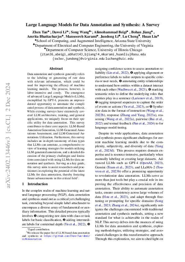 (PDF) Large Language Models for Data Annotation: A Survey