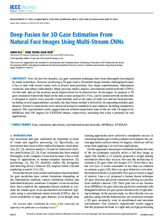 (PDF) Deep Fusion for 3D Gaze Estimation From Natural Face Images Using ...