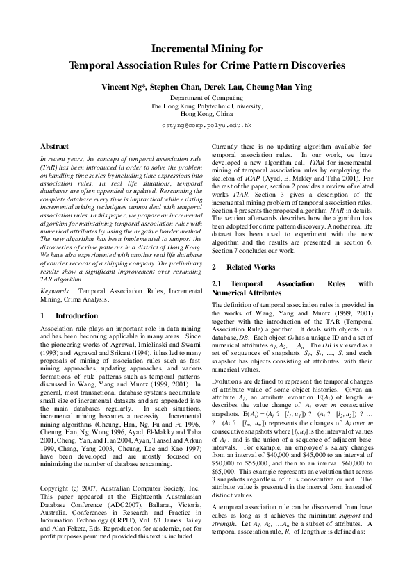 (PDF) Incremental mining for temporal association rules for crime ...